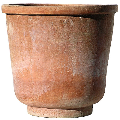 Vaso con piedino liscio - Terracotta Vase mit Fuß