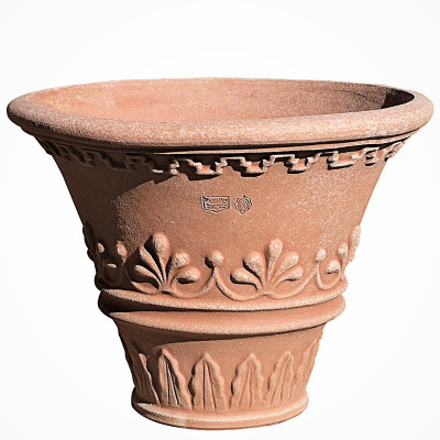 Vaso con greca e palmette-Terracotta-Vase griechisch mit Palmetten