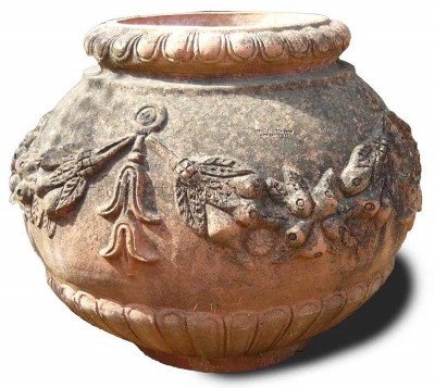 Bolo grande - Große Kugelige Terracotta-Vase h 42 cm