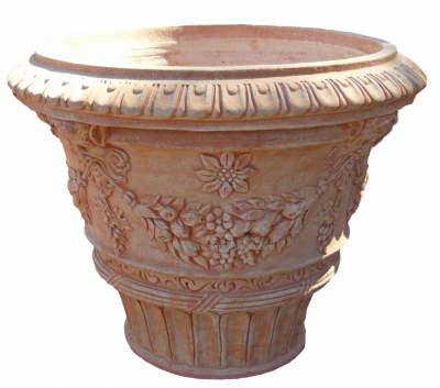 Vaso ornato 4 - Terracotta-Topf mit feinen Verzierungen