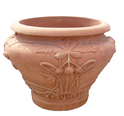 Vaso liberty - Terracotta-Vase mit Ornamenten