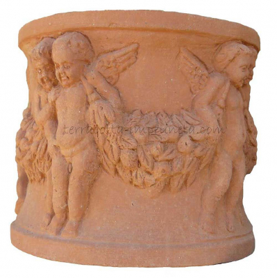 Cilindro con putti - Kleiner Terracotta-Zylinder mit Putten
