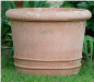 Preview: terracotta Zylinder mit Ringen im Garten