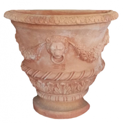 halbrunder Terracotta-Wandtopf mit Girlanden