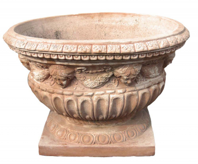 Vaso ovale ornata - Ovaler Pokal mit Putten 55 cm x 42 cm x 42 cm Höhe, 35 Kg
