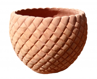 cachepot bugnato - Terracotta-Topf mit Pflastersteinmuster