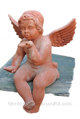 Angelo seduto - Sitzender Terracotta-Engel