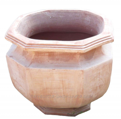 Vaso ottagonale con bordo - Achteckige Terracotta-Vase