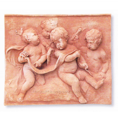 Quadro bimbi - Terracotta-Wandbild Vier Kinder