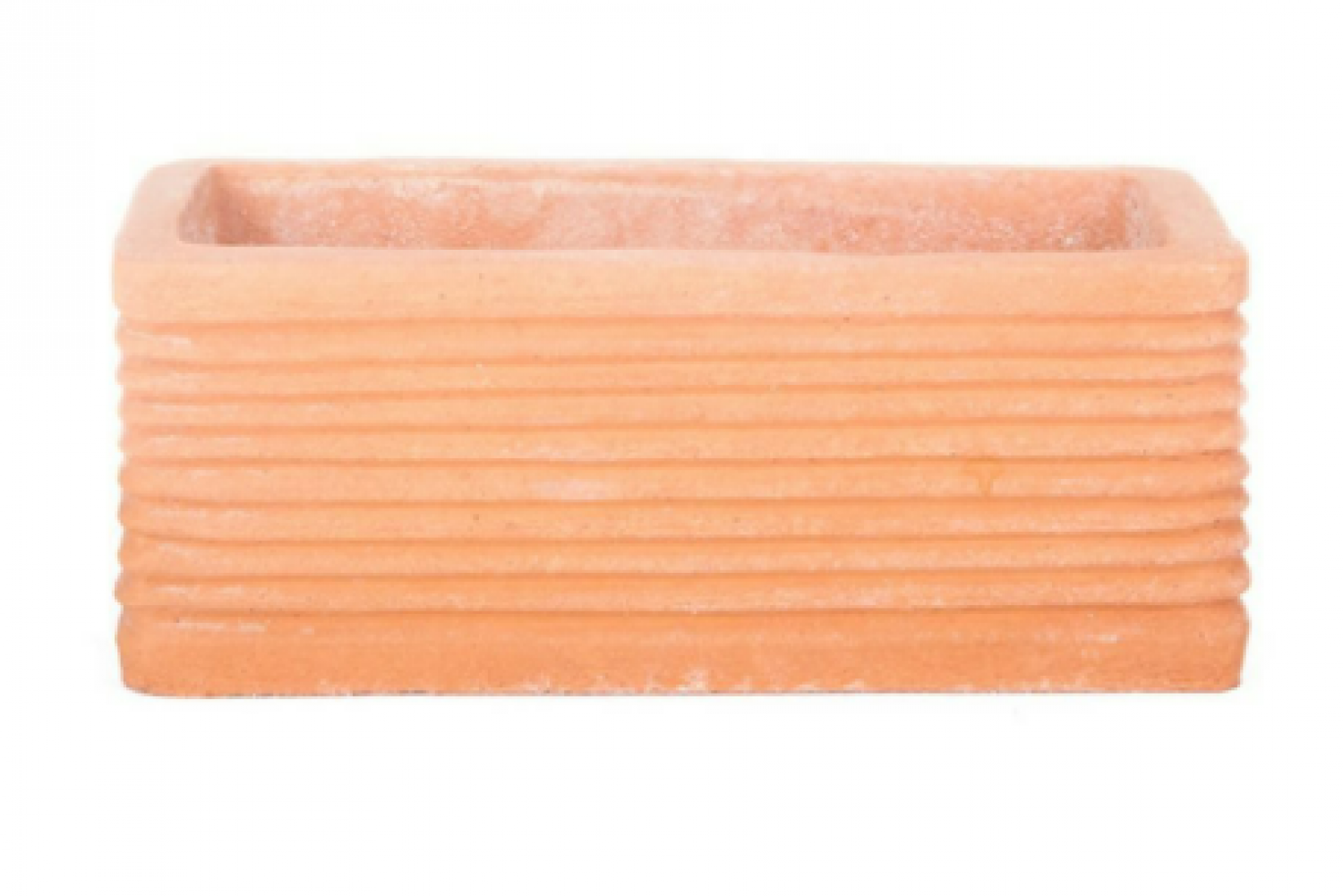 eckiger Terracotta-Kasten mit Rillen