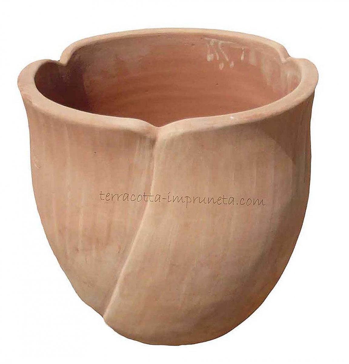 Terracotta-Topf in Tulpenform.