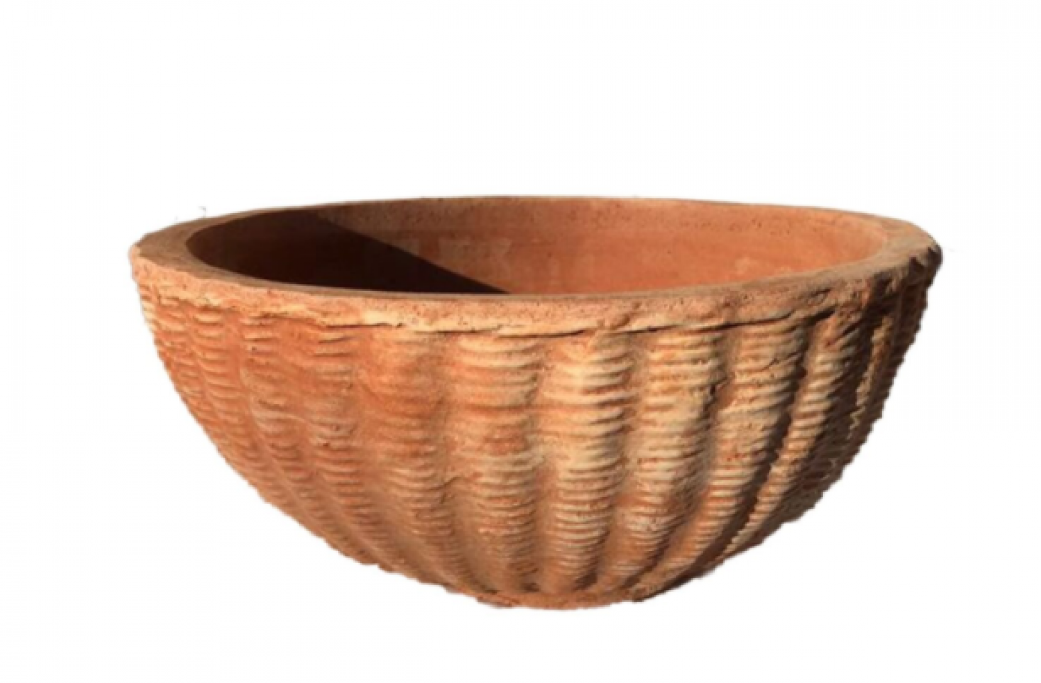 Terracotta-Schale mit Rillen Korbmuster