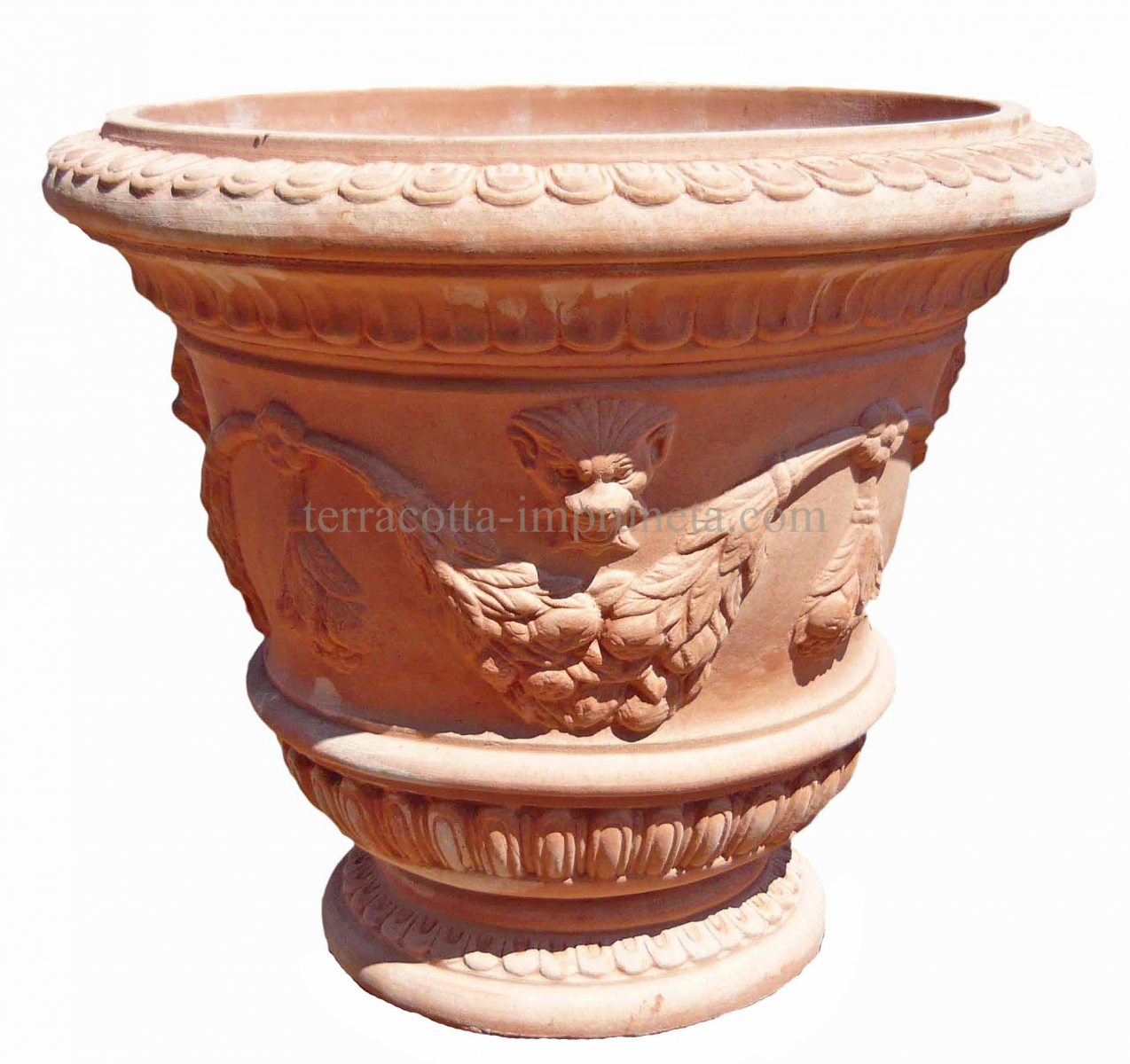 glockenfoermiger Terracotta-Topf mit Sockel