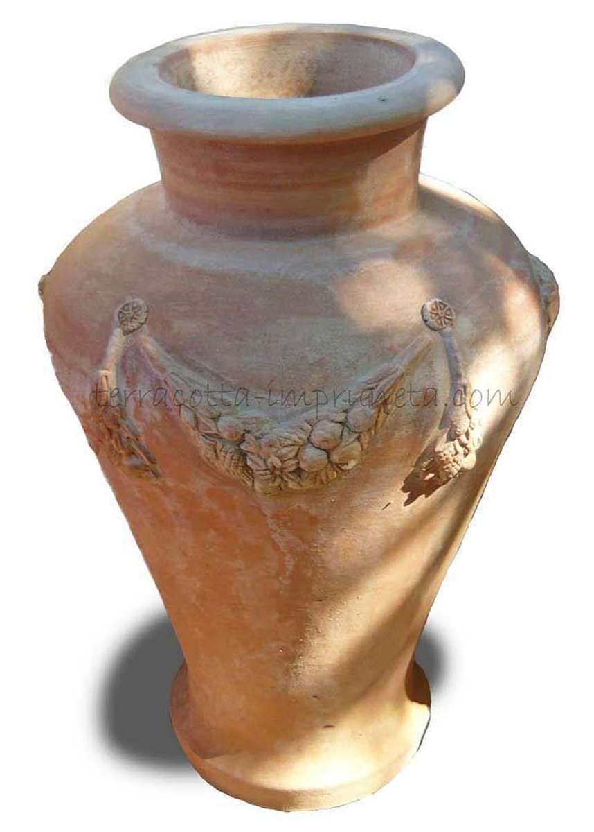 Terracotta-Amphore mit Girlande