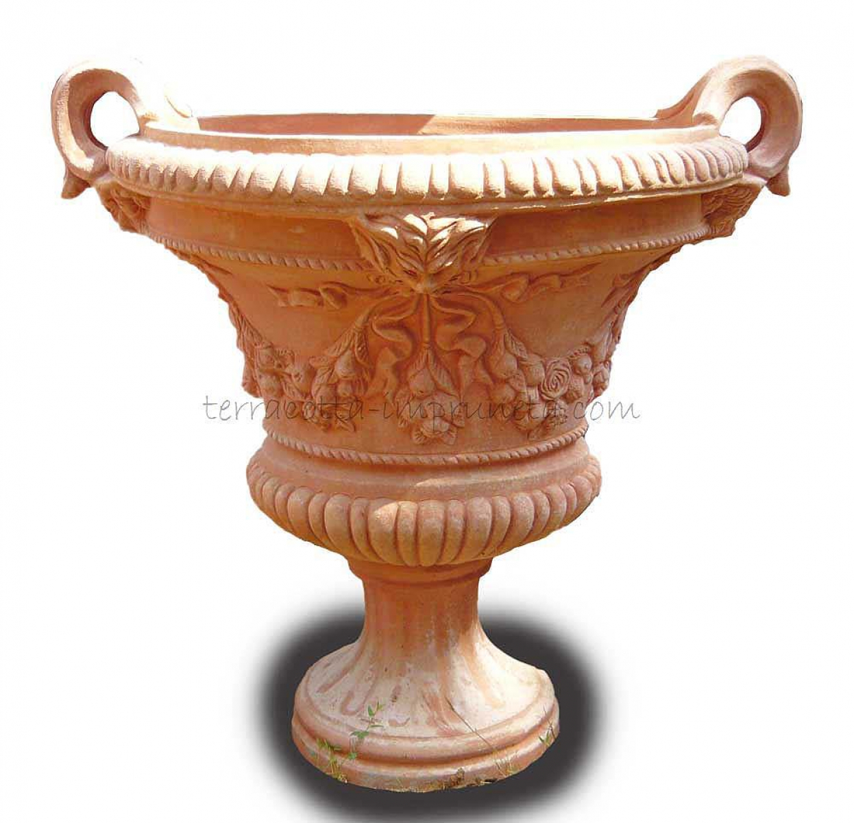 ausladender, dekorativer Terracotta-Pokal