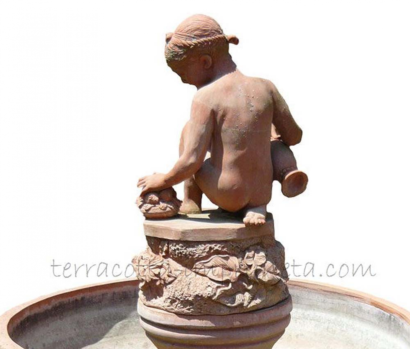 Terracotta-Springbrunnen-Statue