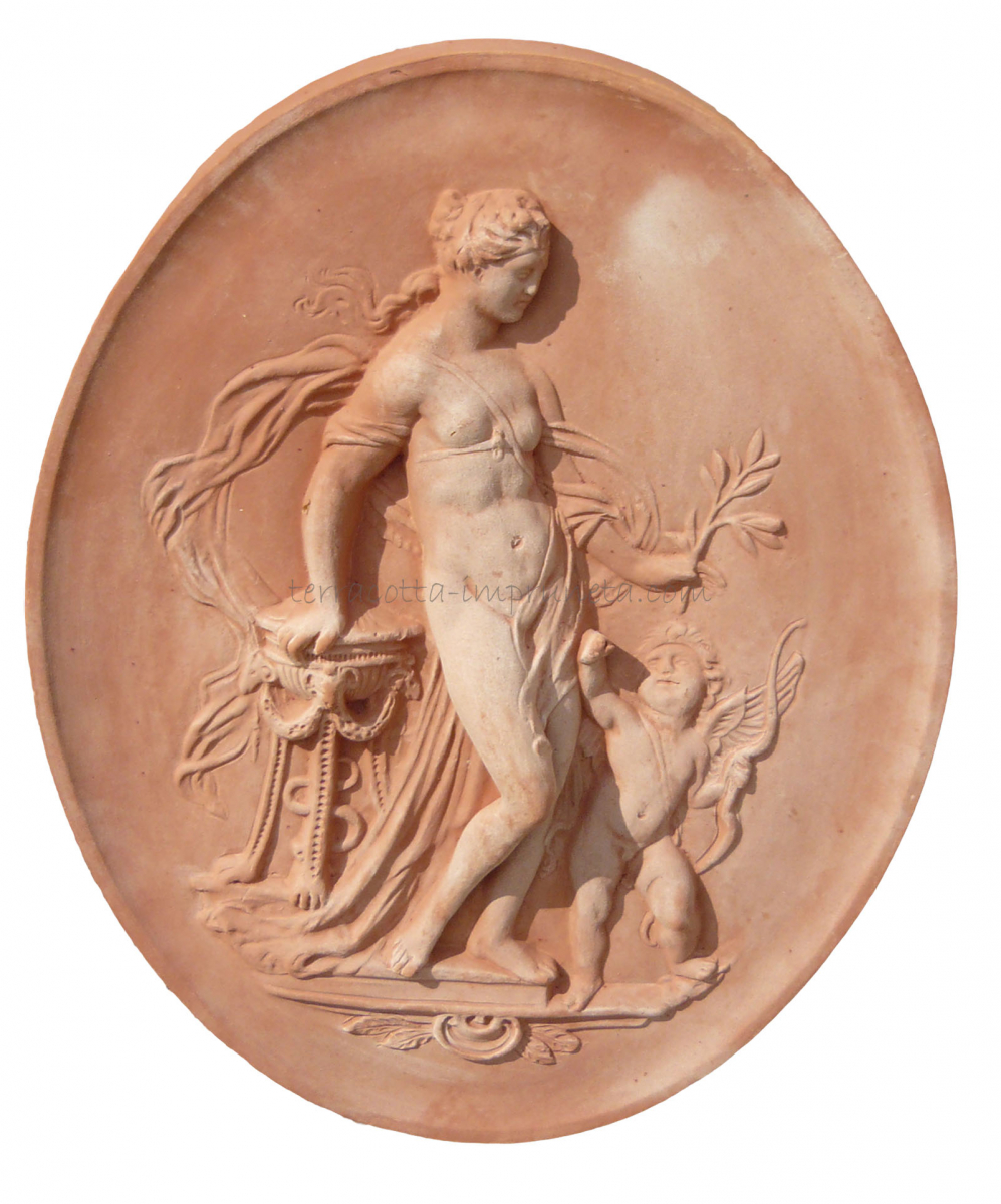 ovales Terracotta-Wandbild Venus