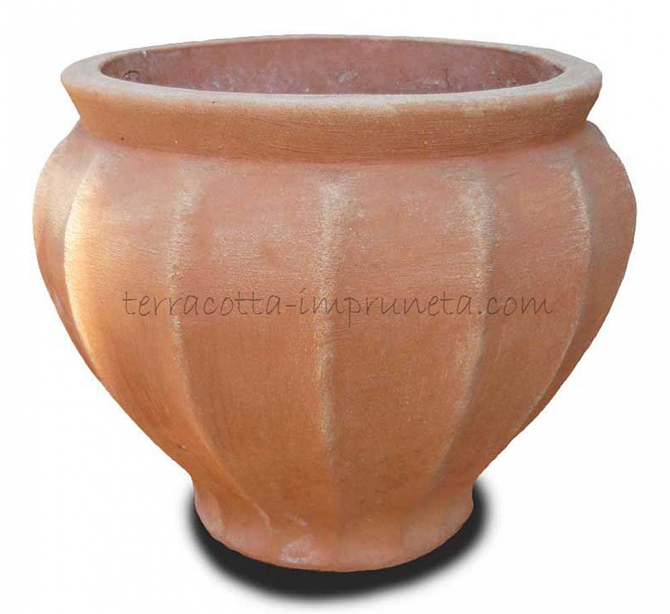 bauchige Terracotta-Vase mit Kanten